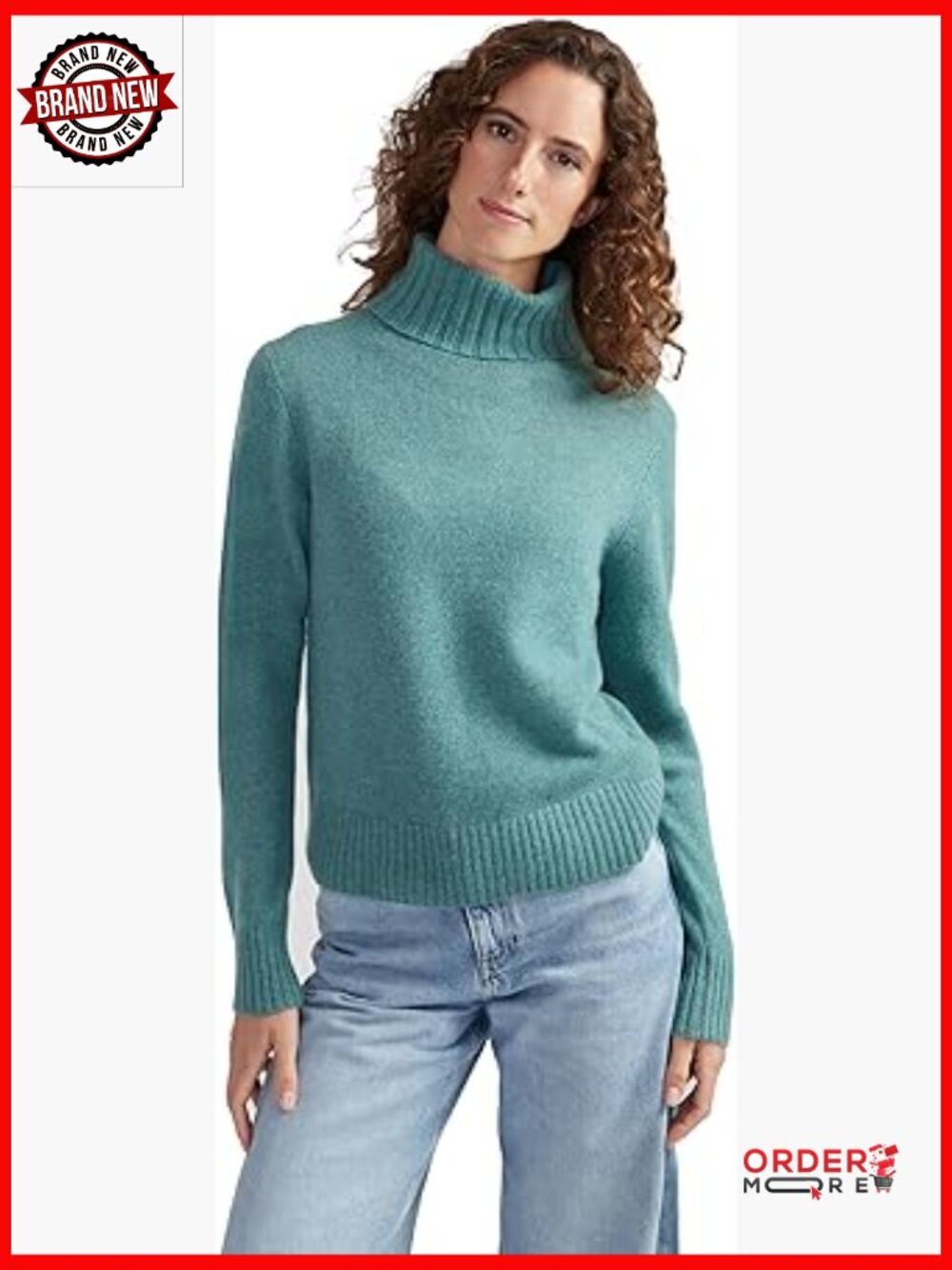 100% Cashmere Turtleneck Pullover Sweater, Regular Fit, Premium Knit, Long